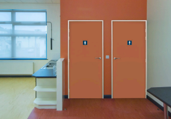 two-orange-doors